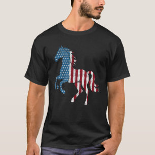 Pferd Vintage Rot Weiß und Blau Amerikanische Flag T-Shirt