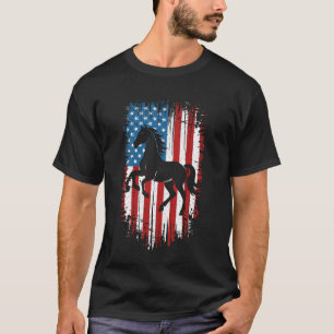 Pferd Vintage Rot Weiß und Blau Amerikanische Flag T-Shirt