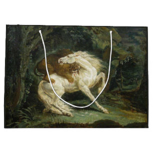 Pferd von einem Löwen angegriffen (von Théodore Gé Große Geschenktüte