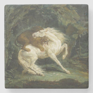 Pferd von einem Löwen angegriffen (von Théodore Gé Steinuntersetzer