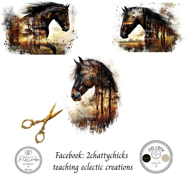 Pferd Wald Doppelbelichtung Decoupage  Geschenkpapier Set (Von Creator hochgeladen)