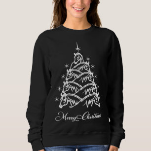 Pferd Weihnachtsbaum Rider Reittier Cowboy Ugly Sweatshirt