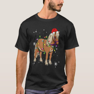 Pferd Weihnachtsbeleuchtung LED Santa Hut Weihnach T-Shirt