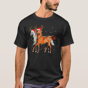 Pferd Weihnachtsbeleuchtung Rentier Weihnachtsman T-Shirt