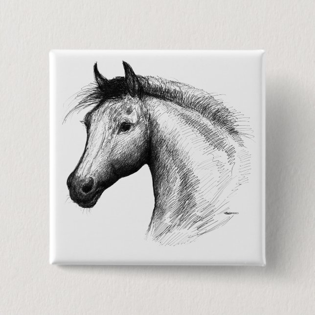 Pferd: Weiß Button (Vorderseite)