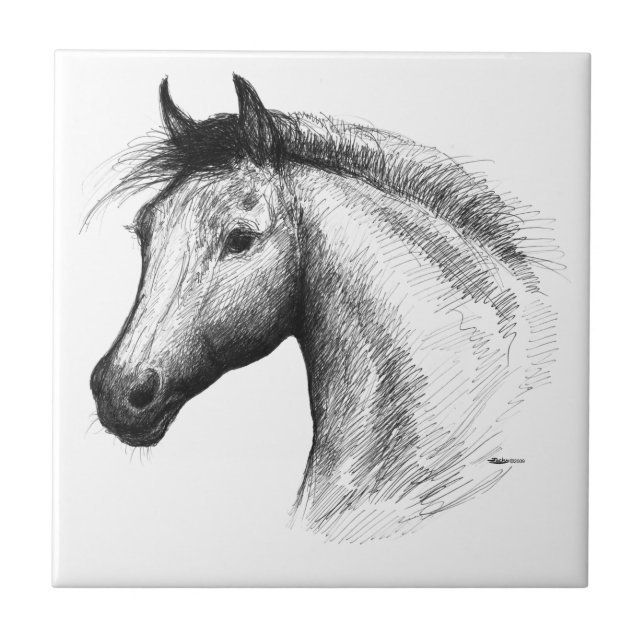 Pferd: Weiß Fliese (Vorderseite)
