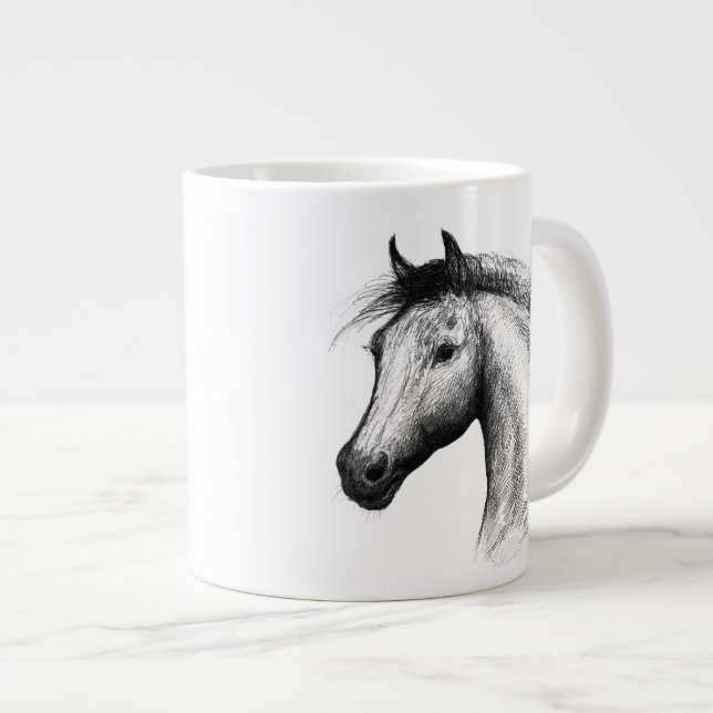 Pferd: Weiß Jumbo-Tasse (Vorderseite Rechts)