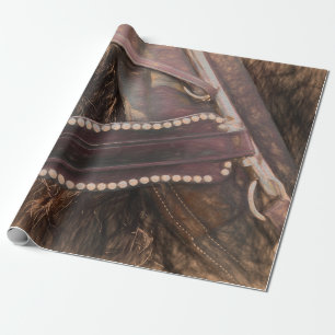 Pferd Western Braun Vintage Rustikal Decoupage Geschenkpapier