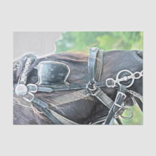 Pferd Western Rustikal Braun Grün Decoupage Seidenpapier