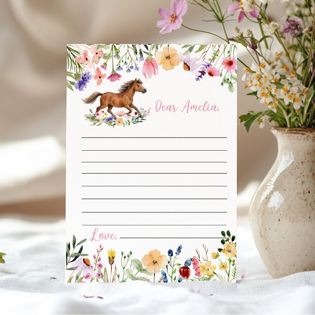 Pferd Wildblume Zeitkapsel Notiz Nachricht Karte (Von Creator hochgeladen)