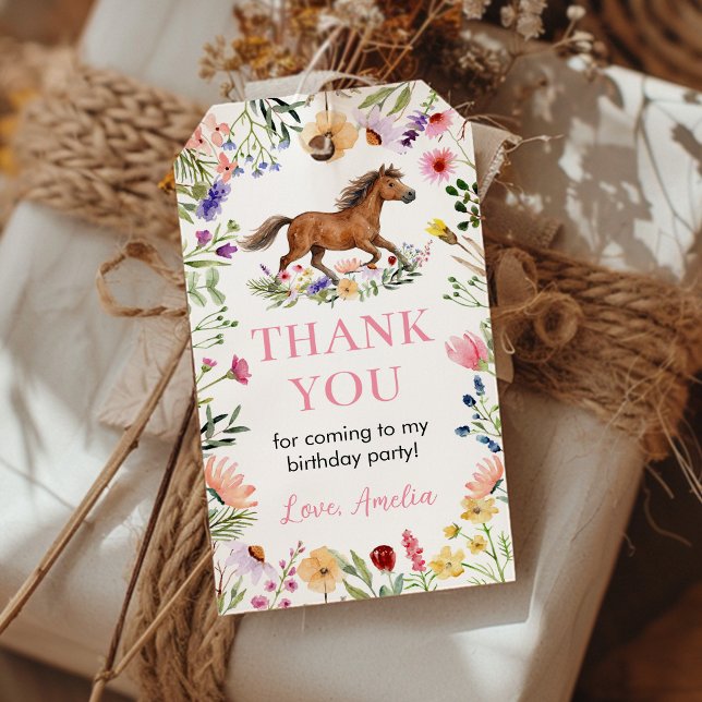 Pferd Wildblumen Geburtstagsfeier Danke Geschenkanhänger (Von Creator hochgeladen)