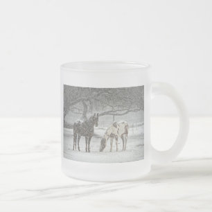 Pferd Winter Schnee Bauernhof Ranch Tiere schneebe Mattglastasse