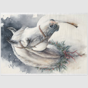 Pferd Winter Weihnachten Wasserfarbe Seidenpapier