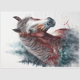 Pferd Winter Weihnachten Wasserfarbe Seidenpapier