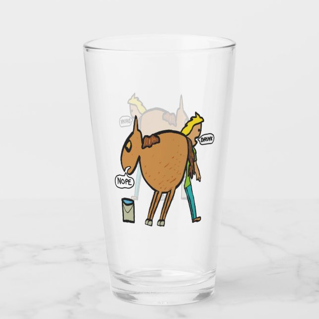 Pferd zum Wasser Glas (Vorderseite)