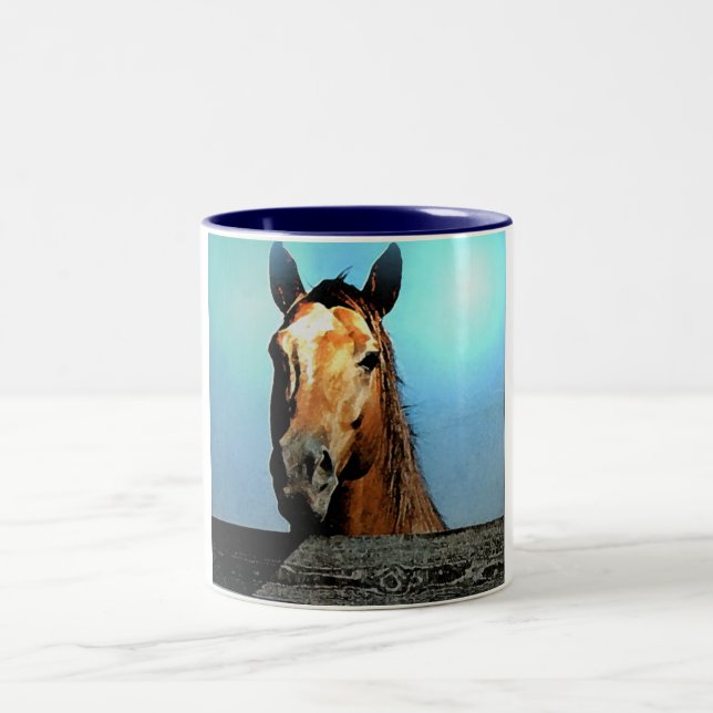 Pferd Zweifarbige Tasse (Mittel)