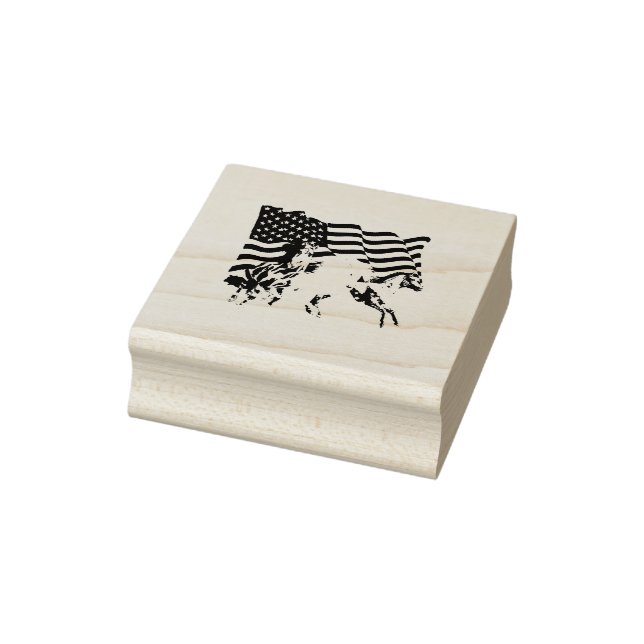 Pferde Amerikanisches Flaggenpferd Gummistempel (Stempel)