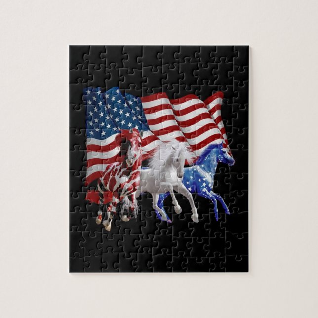 Pferde Amerikanisches Flaggenpferd Puzzle (Vertikal)