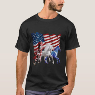 Pferde Amerikanisches Flaggenpferd T-Shirt