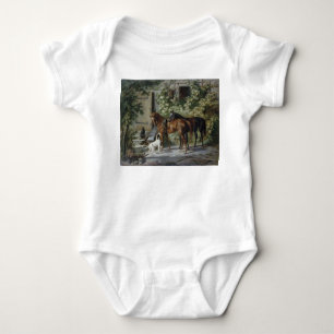 Pferde an der Porch (von Albrecht Adam) Baby Strampler