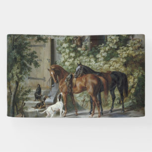 Pferde an der Porch (von Albrecht Adam) Banner