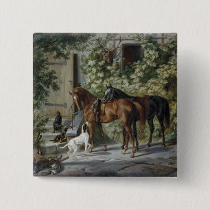 Pferde an der Porch (von Albrecht Adam) Button