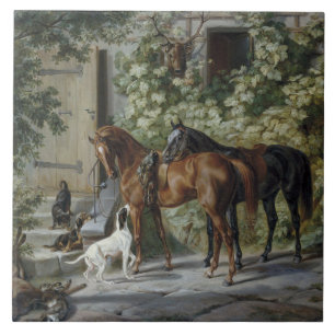 Pferde an der Porch (von Albrecht Adam) Fliese
