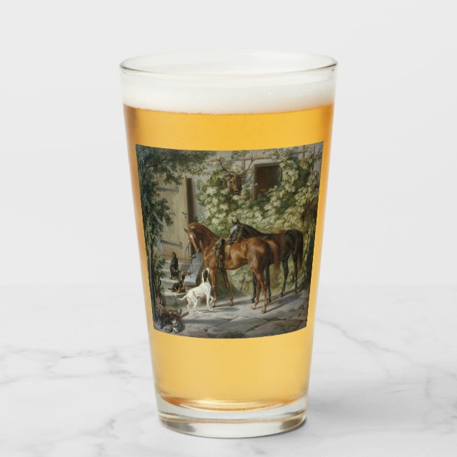 Pferde an der Porch (von Albrecht Adam) Glas (Vorne (Gefüllt))