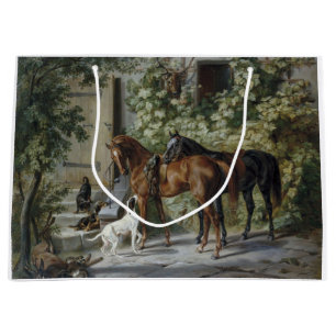 Pferde an der Porch (von Albrecht Adam) Große Geschenktüte
