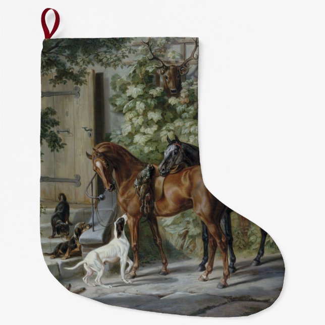 Pferde an der Porch (von Albrecht Adam) Großer Weihnachtsstrumpf (Vorderseite)