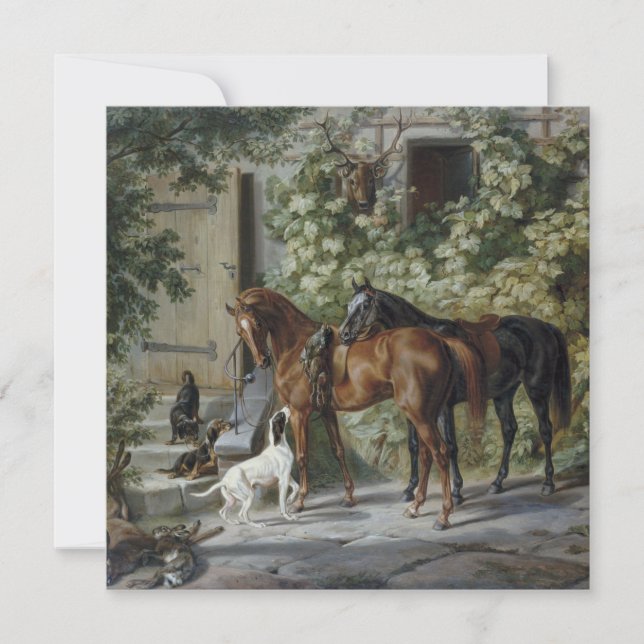 Pferde an der Porch (von Albrecht Adam) Karte (Vorderseite)