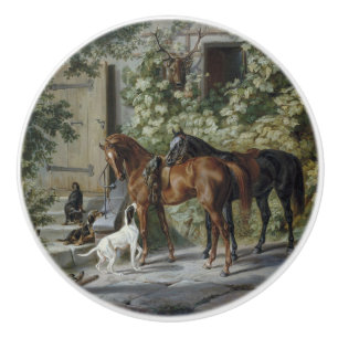 Pferde an der Porch (von Albrecht Adam) Keramikknauf