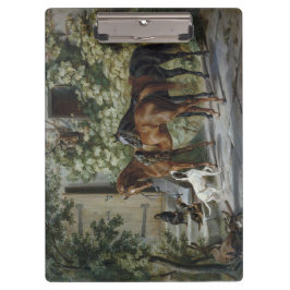 Pferde an der Porch (von Albrecht Adam) Klemmbrett