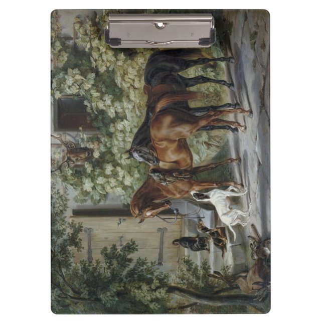 Pferde an der Porch (von Albrecht Adam) Klemmbrett (Vorderseite)