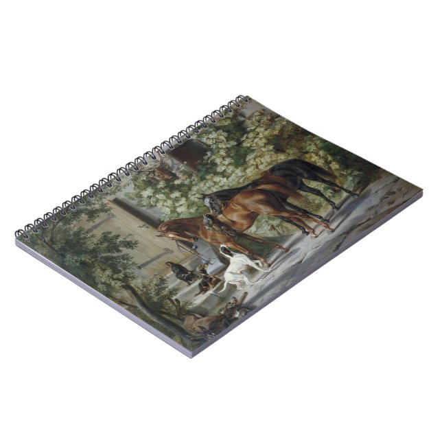 Pferde an der Porch (von Albrecht Adam) Notizblock (Linke Seite)