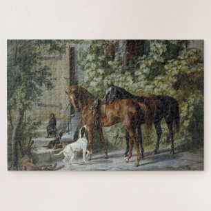Pferde an der Porch (von Albrecht Adam) Puzzle