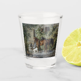 Pferde an der Porch (von Albrecht Adam) Schnapsglas