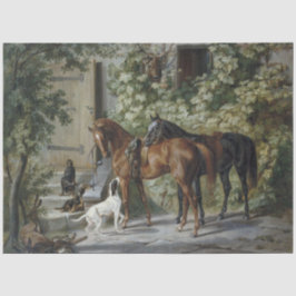 Pferde an der Porch (von Albrecht Adam) Seidenpapier