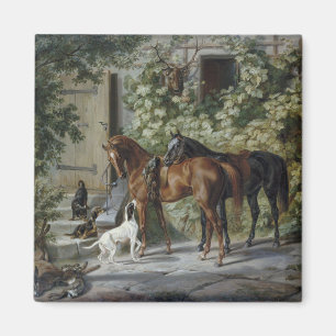 Pferde an der Veranda (von Albrecht Adam) Magnet