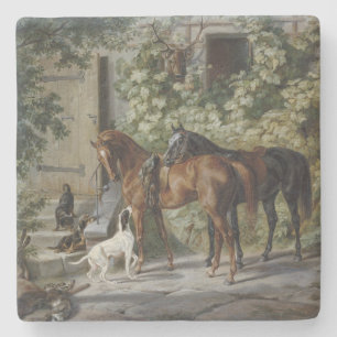 Pferde an der Veranda (von Albrecht Adam) Steinuntersetzer