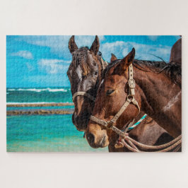 Pferde an einem tropischen Strand Puzzle