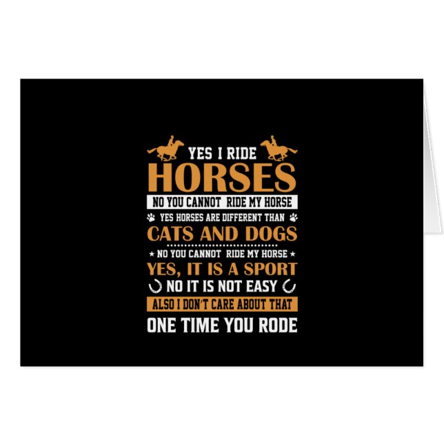 Pferde Art Yes I Ride Pferde (Vorderseite (Horizontal))