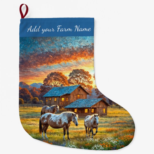 Pferde auf dem Bauernhof Großer Weihnachtsstrumpf (Vorderseite)