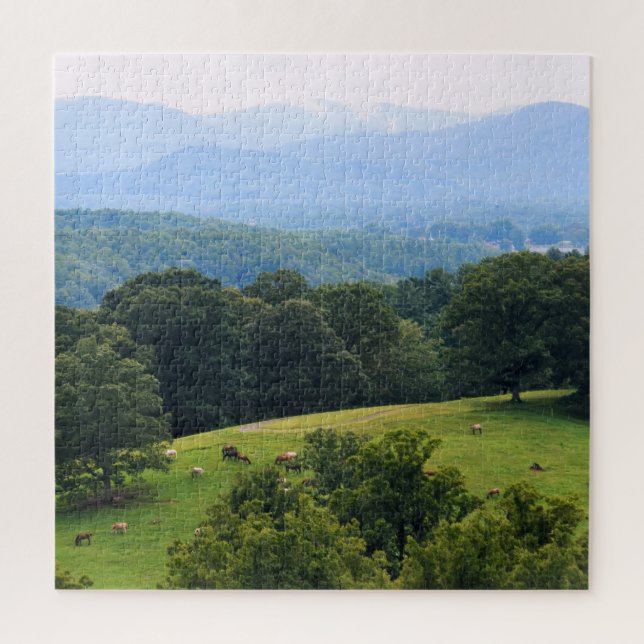 Pferde auf den Blue Ridge Mountains - 20 x 20 Zoll Puzzle (Vertikal)
