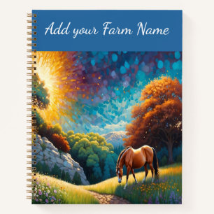 Pferde auf der Farm Wildblumenwiese Notizbuch