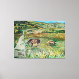 Pferde auf der Wiese Leinwanddruck