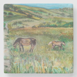 Pferde auf der Wiese Steinuntersetzer