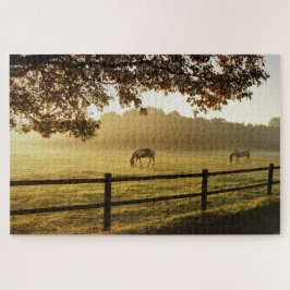 Pferde auf einem Feld am sonnigen Morgen Puzzle