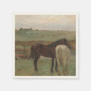 Pferde auf einer Wiese, Ölmalerei, Edgar Degas Serviette