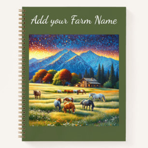 Pferde auf Farm Wildblumenwiese Notizbuch